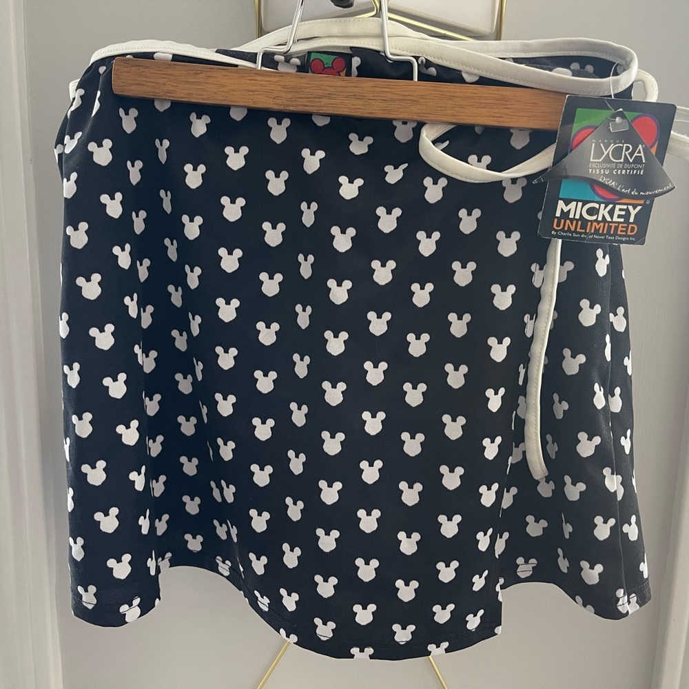 NWT Vintage Mickey Unlimited Charlie Sun Graphic Wrap Skirt Swim Coverup Girls L